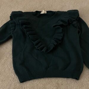 Entro Dark Green Ruffled Sweater